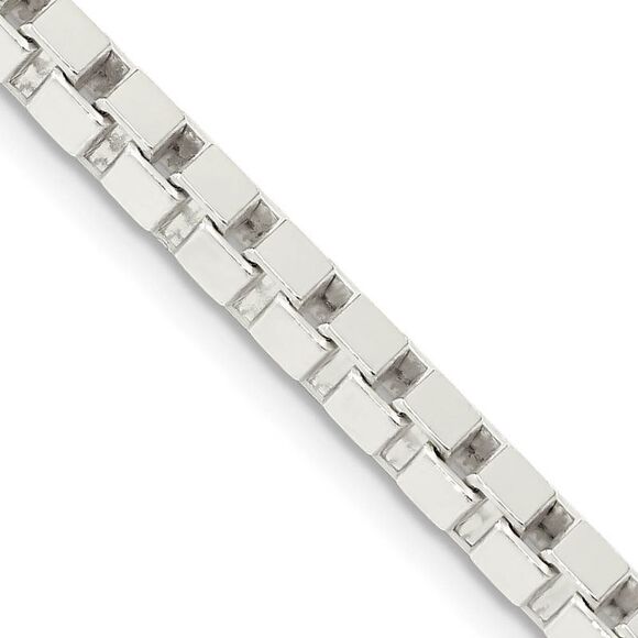 3.75mm Sterling Silver Solid Box Chain Necklace 30 Inch